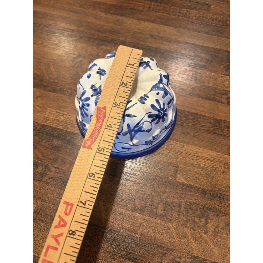 Vintage ABC Bassano ceramic molds, hand-painted blue and white floral design